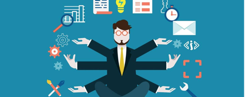 A person with many hands
Description automatically generated